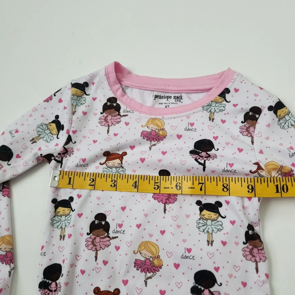 Penelope Mack LTD Girls 4T Ballerina Pajamas Set Pink White Long Sleeve‎ Pants